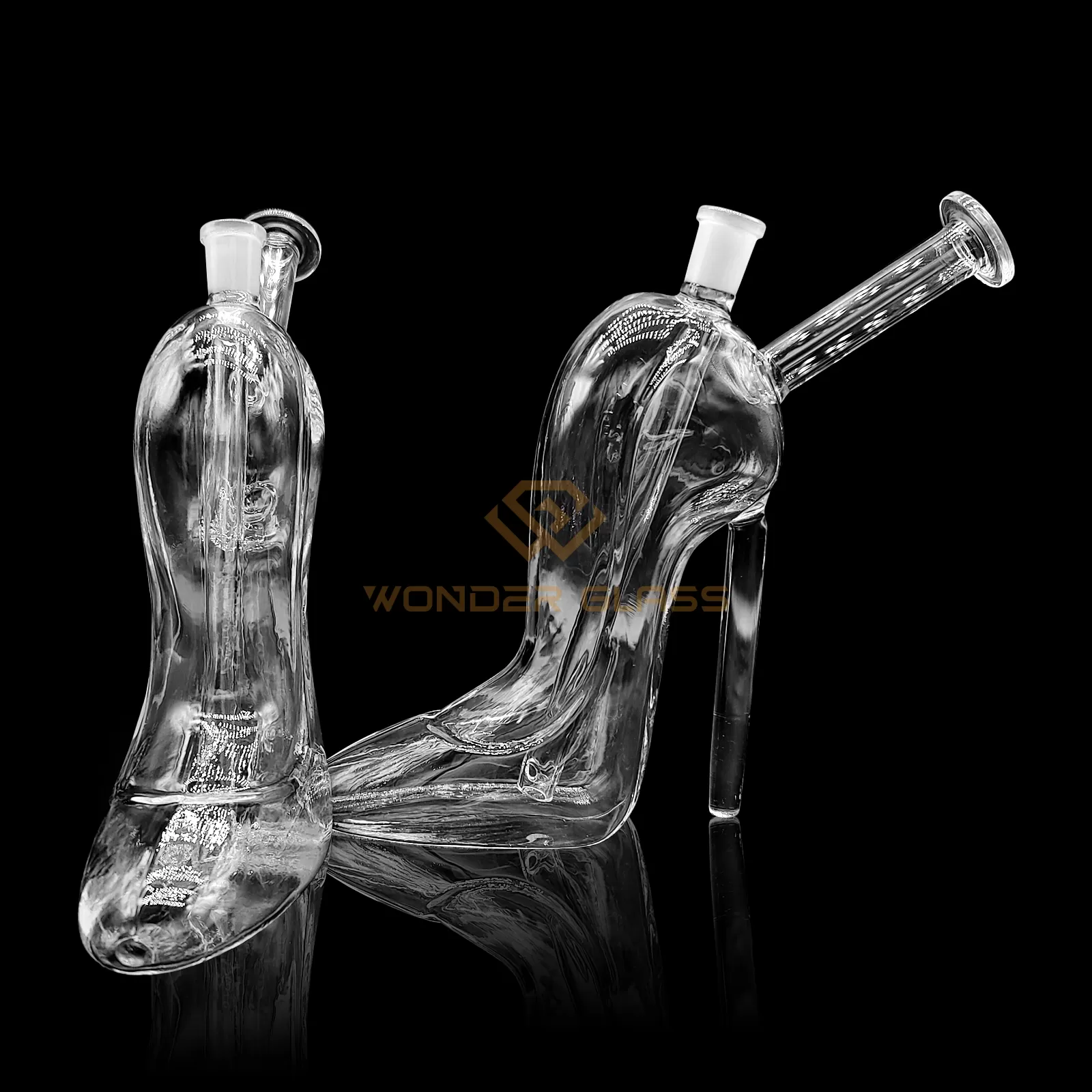 O377 Original design transparent high heels style oil burner pipe smoke pipe from wonder glass