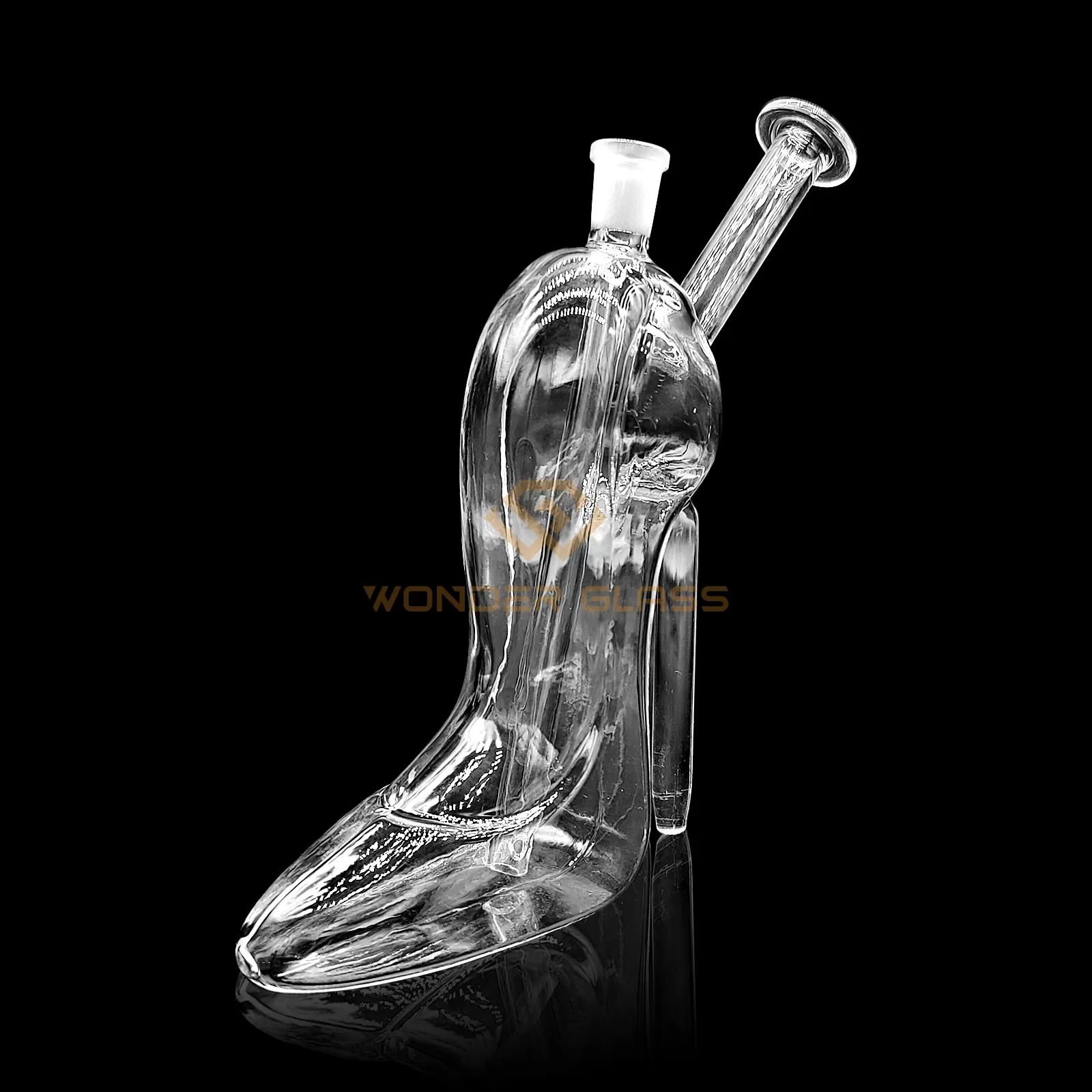 O377 Original design transparent high heels style oil burner pipe smoke pipe from wonder glass